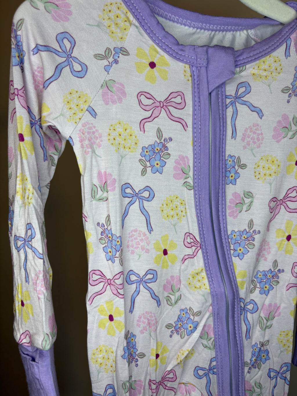 Purple Bows Sleeper 3-6 Months