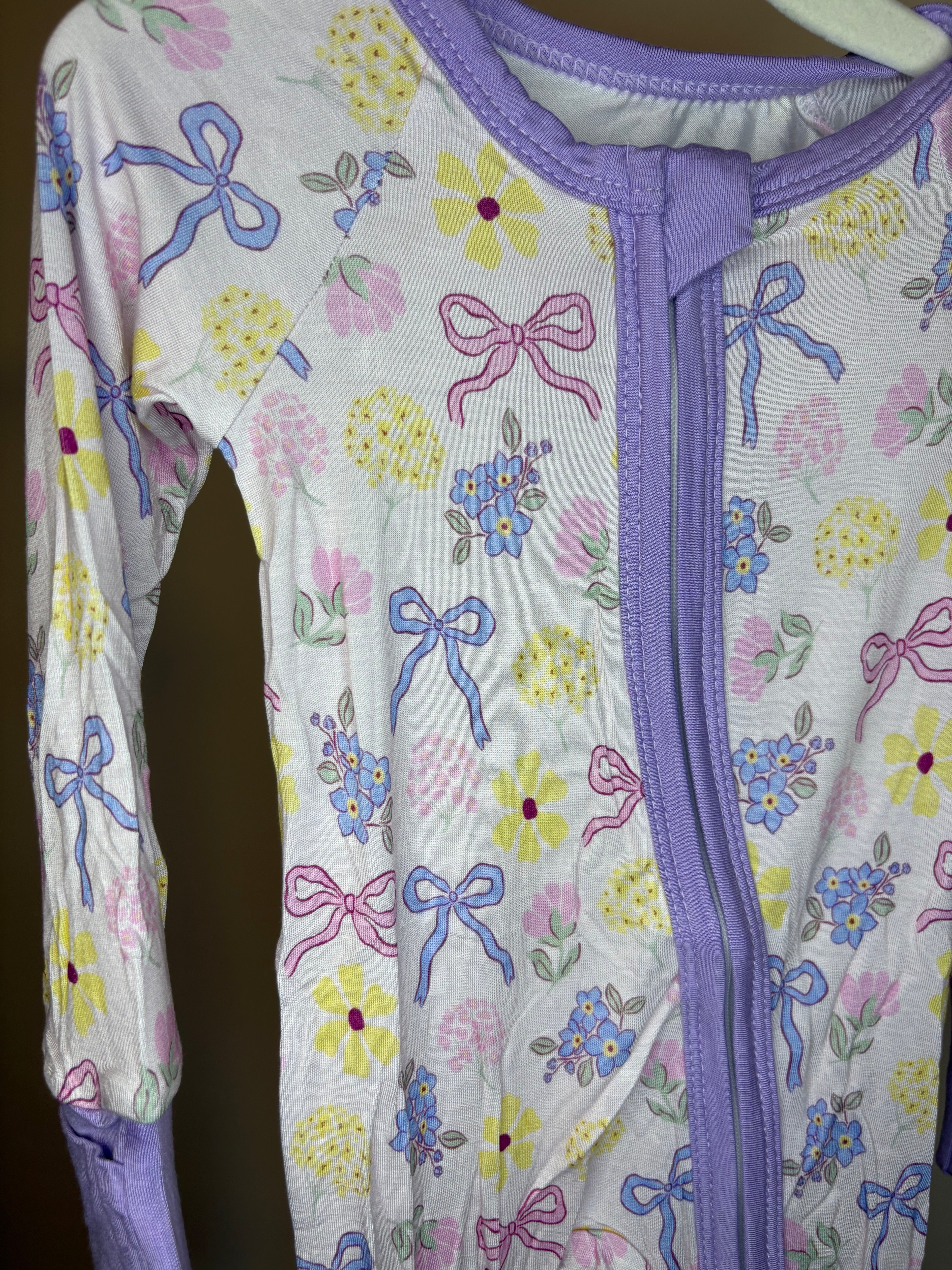 Purple Bows Sleeper 3-6 Months